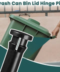 Two Pack Wheelie Trash Can Lid Hinge Pins Replacement For Rehrig Sierra Huskylite 95-Gallon Bins installed on green trash can