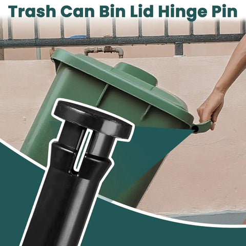 Two Pack Wheelie Trash Can Lid Hinge Pins Replacement For Rehrig Sierra Huskylite 95-Gallon Bins installed on green trash can