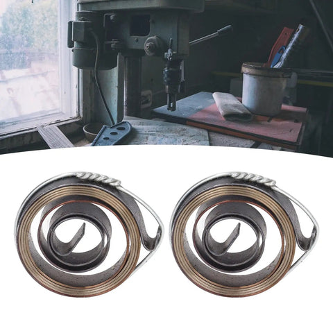Two Pack Drill Press Quill Feed Return Coil Spring, Premium Durable Spring Steel, 8mm Width, 35mm Outer Diameter, in workshop