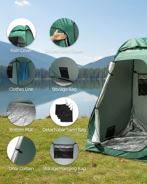 Pop Up Oversized Shower Tent Privacy Shelter For Camping And Outdoor Changing Room With Removable Floor Mat Rain Shelter Portable Instant Setup And Zippered Carry Bag
