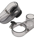 Top Shelf Cnc Router Dust Shoe With 52 Mm Diameter And Slick Nylon Bristle Seal designed for woodworking tasks, featuring a clear plastic design.