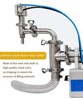 Stainless steel three-way valve detail of Top Pneumatic Liquid Filling Machine Straight Up Reliable Stainless Bottle Filler.