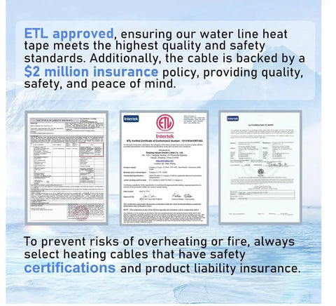 Self Regulating Sewage Pipe Heating Cable For Buried Pipes And Wastewater Lines, Sump Pumps, And Roof De-Icing, 120V Fluoropolymer, Corrosion-Proof, Freeze Protection, 50 Ft, ETL Listed, UL Certified Plug