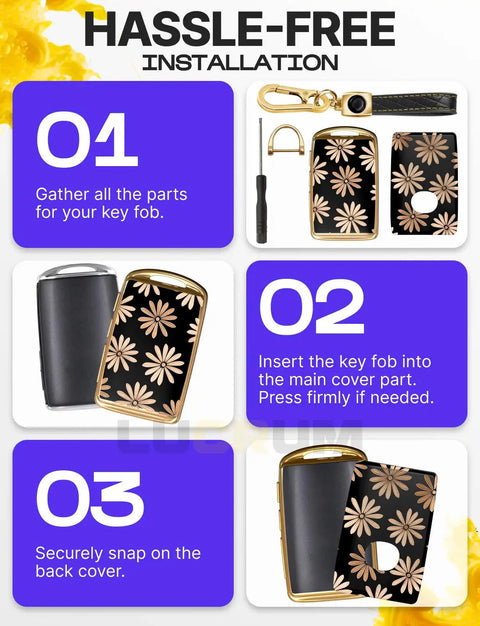 Installation steps for Mazda Key Fob Cover And Leather Keychain TPU Keyfob Case For 3 Button And 6 Button Fobs Fits CX5 CX9 2019-2025