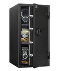 UL Certified Fireproof Safe For Home And Office 3.47 Cubic Feet Large Steel Safe Box With Digital Lock displaying jewelry and cash