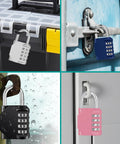 ZHEGE 4-digit combination padlocks, set of four in white, blue, black and pink for lockers and gym use