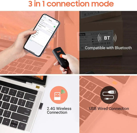 Rugged 2D Barcode Scanner Pocket Beast With 3 In 1 Bluetooth USB Wired And 2.4G Wireless IP66 Waterproof And Shockproof Portable
