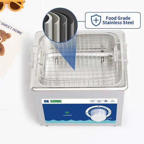 Ultrasonic Cleaner 1.5L 60W Stainless Steel Jewelry And Eyeglasses Cleaner With Cleaning Basket Mechanical Timer 40KHz