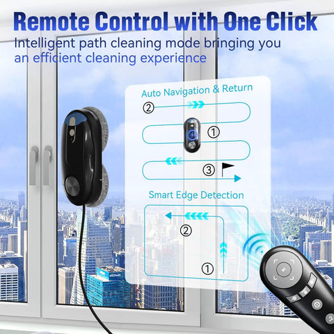 Window Cleaning Robot No Sweat With Dual Spray 3200 Pa Suction AI Path Planning And Edge Detection on High Rise Window