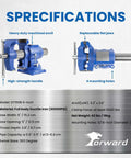 Specifications of Six Inch Heavy Duty Bench Vise With Rotating Swivel Base And Head Built From Solid Cast Iron.