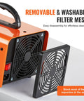 Back view of Heavy Duty Commercial Ozone Generator With Adjustable 0 To 120 Minute Timer showing removable filter mesh for easy cleaning.