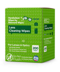 Lens Cleaning Wipes box, Handyclean by Diamond Wipes, 200 wipes, 6 x 5 in, individually sealed, green