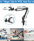 Magnetic Helping Hands Soldering Clamp 2 In 1 Third Hand Workstation with Magic Arm and Magnifier in workspace setup.