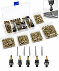 Rivet Nut Tool Kit for Carbon Steel M3 Through M8 with Drill Adapter and 5 Mandrel Heads plus Cr-Mo Steel Hex Drivers, All-In-One Rivet Nut Installation Set for Fast, Pro-Grade Repairs and Projects.