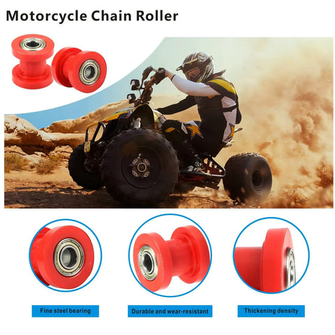 Chain Roller Tensioner Wheel Guide For Motorcycle And ATV 8mm 10mm Red Easy Install Universal Fit on ATV in desert