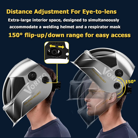 Auto Darkening Welding Helmet With True Color View Large Viewing Window Solar And Battery Powered Wide Shade Range 4/5-13 4 Arc Sensors High Clarity Welder Mask For TIG MIG Stick Perfect For Pros And DIYers with flip-up feature