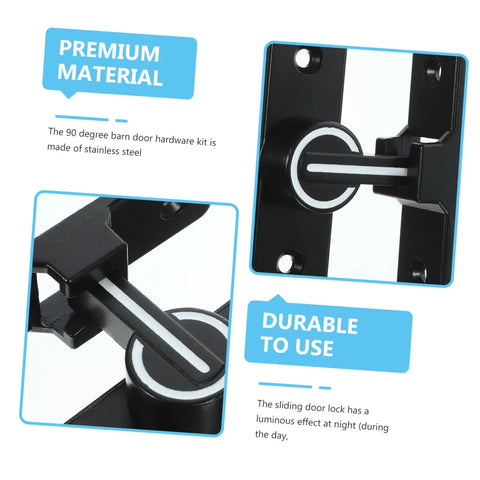 Close-up of Heavy Duty Stainless Steel Slide Bolt Lock With Glow In Dark Night Light Feature, ideal for barn doors and garden gates.