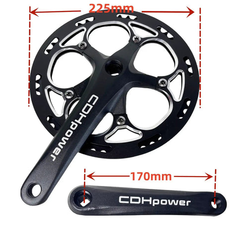 52T Aluminum Beefy Single Speed Crankset With 170 mm Arm And 130 mm BCD Chainring Guard Square Hole Crank Arm Set
