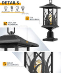 Outdoor Post Light Set 21 Inch Tall Cast Aluminum Pier Mount Lantern With Base Black Exterior Finish Clear Glass Panels