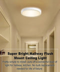 Smart Ceiling Light Fixture Flush Mount LED 24W 2400 Lumens Round 12 Inch Dimmable installed in hallway