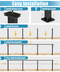 Installation steps for 36 Inch Cable Railing Post Kit Surface Mount Black Heavy Duty Post Set With Pre Drilled Holes.