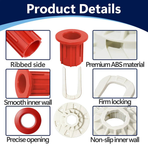 Heavy Duty Washer Basket Driven Hub Kit And Bushing Set with red ribbed side, smooth wall, precise opening details