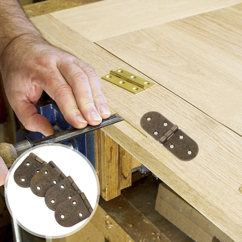Installation of Four Pack 180 Degree Butterfly Cabinet Hinges With Round Edges Spring Loaded Folding Desk Flap Hinges on wood surface