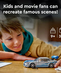 Child playing with Nissan Skyline GTR R34 Speed Champions Racing Car Kit Inspired By 2 Fast 2 Furious Buildable Toy Model