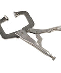 Heavy Duty 9 Inch Locking C Clamp Steel Welding Pliers With Adjustable Screw For Metalworking And Fabrication Tasks showing chrome vanadium pliers.