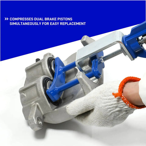 Dual Piston Brake Caliper Compressor Tool For Automotive Brake Pad Replacement with Easy One Hand Squeeze compressing pistons