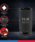 Three Quarter Inch Drive Impact Socket Set, SAE 1 Inch To 1 And A Half Inch, 8 PC Deep Jumbo Sockets, Chrome Vanadium Cr-V
