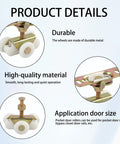 Close-up of heavy duty sliding door rollers, gold 3/4 inch wheels for closet and RV doors, durable metal material.