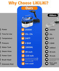Comparison chart highlighting features of Handheld Steam Cleaner For Home And Car, 2500W High Pressure Hot Steamer.