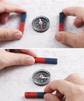 Magnetism Science Kit for Kids and Teens Hands On Physics Experiments STEM Education Toy Set - compass with magnets demonstrating polarity