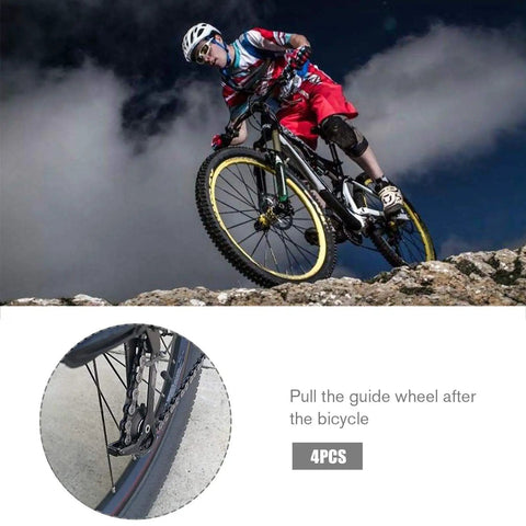 Cyclist on mountain bike with 4X 10T Bicycle Gear Mech Pulley Jockey Wheel Kit Universal for 5,6,7,8 Speed Derailleur in action