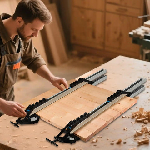Heavy Duty Four Way Pressure Panel Clamps Deliver Boss Level Grip For No Sweat Setup On Any Woodworking Project Keeping Tabletop Seam Gluing Hella Secure Always 2 Pack used to secure wood joints.