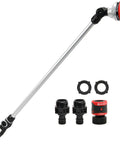 Long Metal Garden Wand With Seven Watering Patterns, Thumb Control, 180 Degree Adjustable Head, Ergonomic Honeycomb Grip