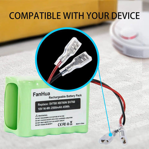 Beefy 2500mAh NiMH Battery Replacement for Cordless Vacuum Cleaners 18V DropIn Upgrade for XB780N SV780N SV760 Series