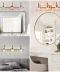 Matte Brass Three Light Vanity Light Over Mirror Modern Wall Sconce Fixture for Bathroom Bedroom Dressing Room and Living Room with Flower Shaped Design