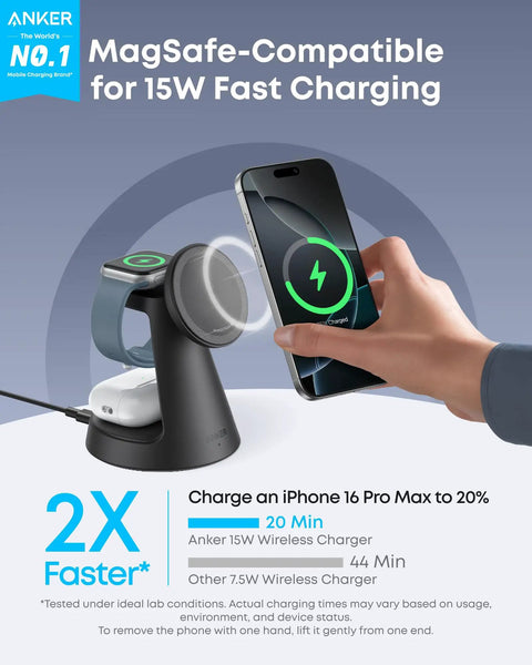 MagSafe 15W Wireless Charger Dock For iPhone 17 16 15 14, Apple Watch And AirPods, with charging phone and dock