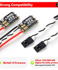 Set Of Four 45A Brushless ESCs For 2S To 6S LiPo with BLHeliS, DShot 150 300 600, and RGB LED; ultra compact, ideal for FPV quads