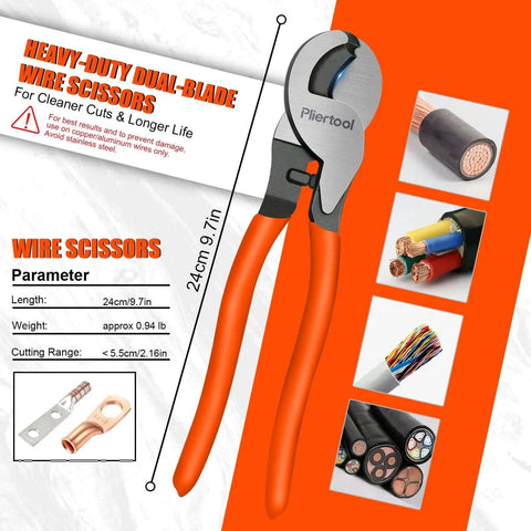 Heavy-duty dual-blade wire scissors for cleaner cuts