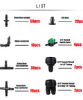 DIY Drip Irrigation Fittings Kit With 128 Pcs 3/4 Inch To 1/4 Inch Hose Adapters and various connectors displayed