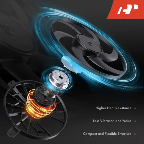 Direct Bolt On Heavy Duty Right Engine Radiator Cooling Fan Assembly Fits Audi Tt And Volkswagen Golf 2000 To 2013 disassembled view showcasing components.