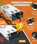 Beefy 110V To 12V DC Power Converter for Diesel Heaters up to 600W 50A, with copper clamps, safety switch, and upgraded terminals.