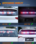 17 Inch 2 In 1 LED Traffic Advisor Warning Light Bar Red And White For Police Cars First Responders And Construction Vehicles Directing Traffic And Hazard Alerts On Roadways installed on SUV rear window, day and night view