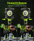 Beefy Cordless Impact Wrench 2000Nm Brushless High Torque One Half Inch Drive demonstrating forward and reverse functions.
