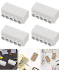 4 Pack Electrical Connector Block Quick Connectors For Wiring Space Saving Design For Cabinets And Industrial Use 80A Overheating Prevention Fast Installation Plug And Play Wiring With Various Wire Gauges, shown from different angles and usage in cabinets.