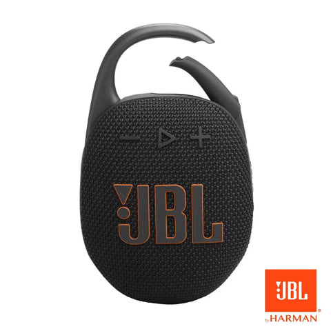 Front view of Clip 5 Dope Ultra Portable Bluetooth Speaker with Pro Sound, waterproof, dustproof, with carabiner, black.