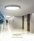 32 Inch Oval Flush Mount LED Light Fixture With 3CCT Dimmable Energy Star ETL Listed Low Profile Double Ring 45W in corridor